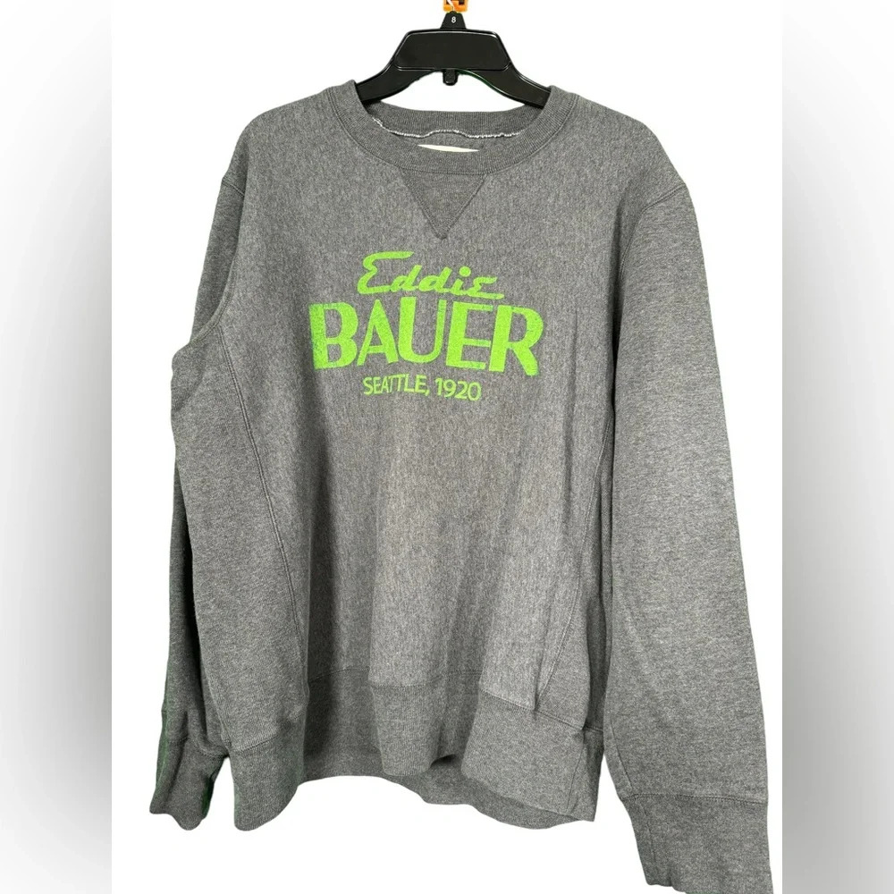 Eddie Bauer Size Large Crewneck Long Sleeve Gray Green Sweatshirt